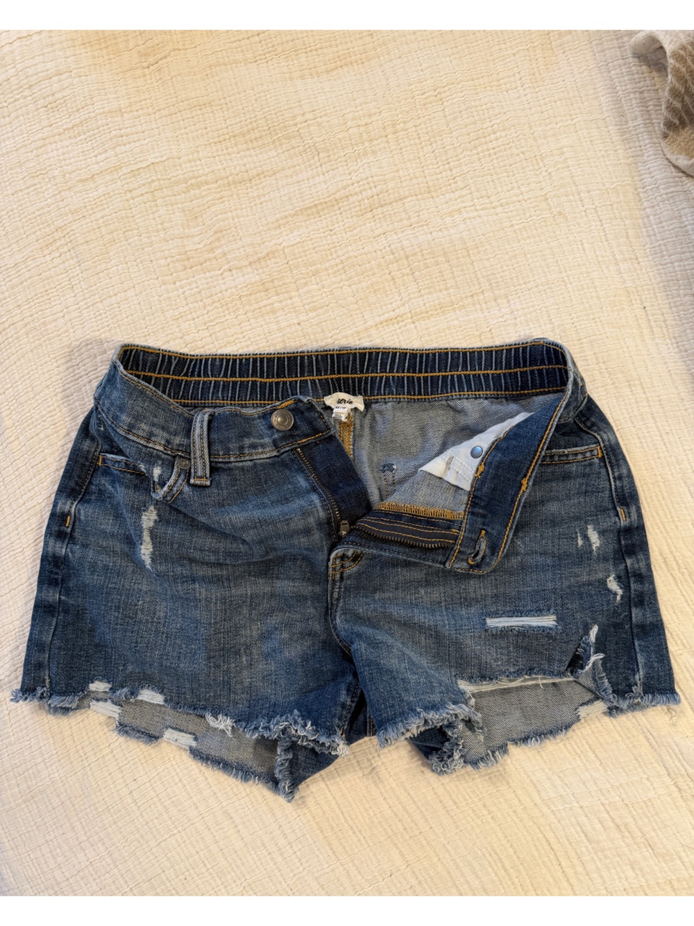 aerie Dark Blue Distressed Denim Cutoff Shorts
